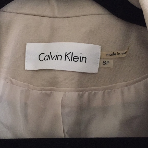 Calvin Klein Tan Petite Notch Collar Long Sleeve Blazer With Gold Buttons - Picture 6 of 10